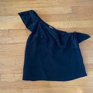 Anthropologie one shoulder black top